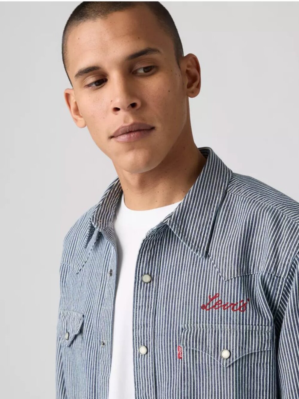 Levi's Classic Western Denim Shirt - M - Roadtrip Stripes - Medium Wash - NWOT - Picture 10 of 12